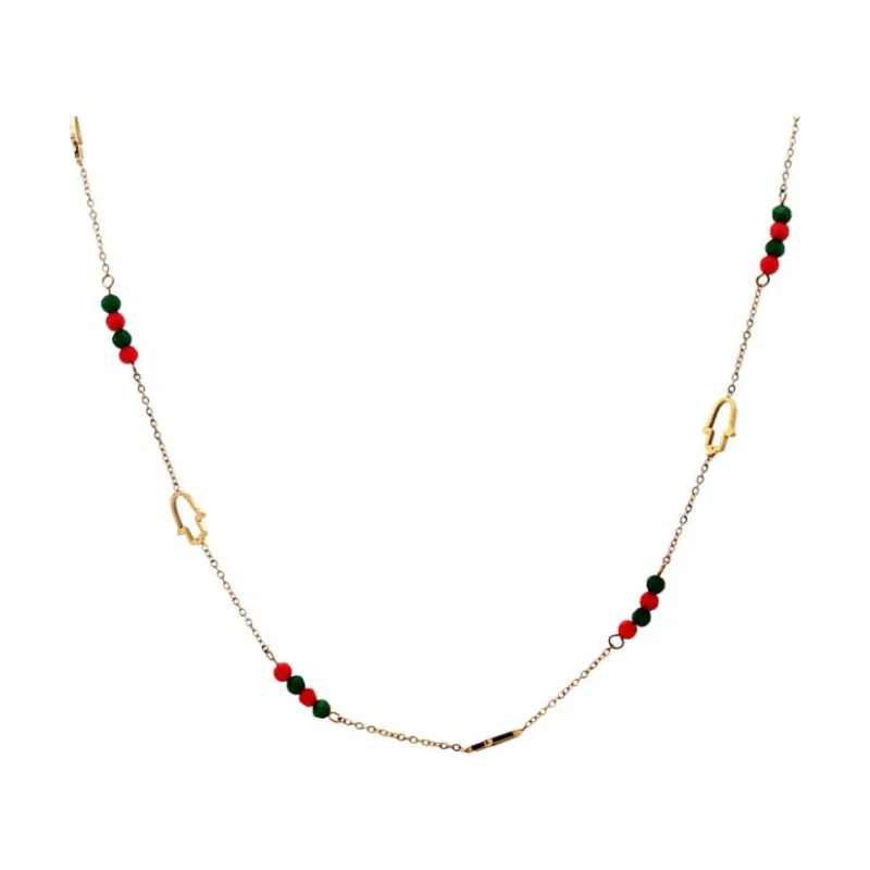 Long Necklace Palm with Colored Beads
