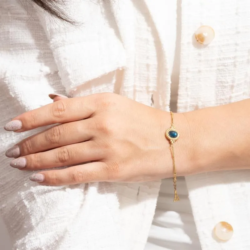 Colored Gemstone w Plate Bracelet 1