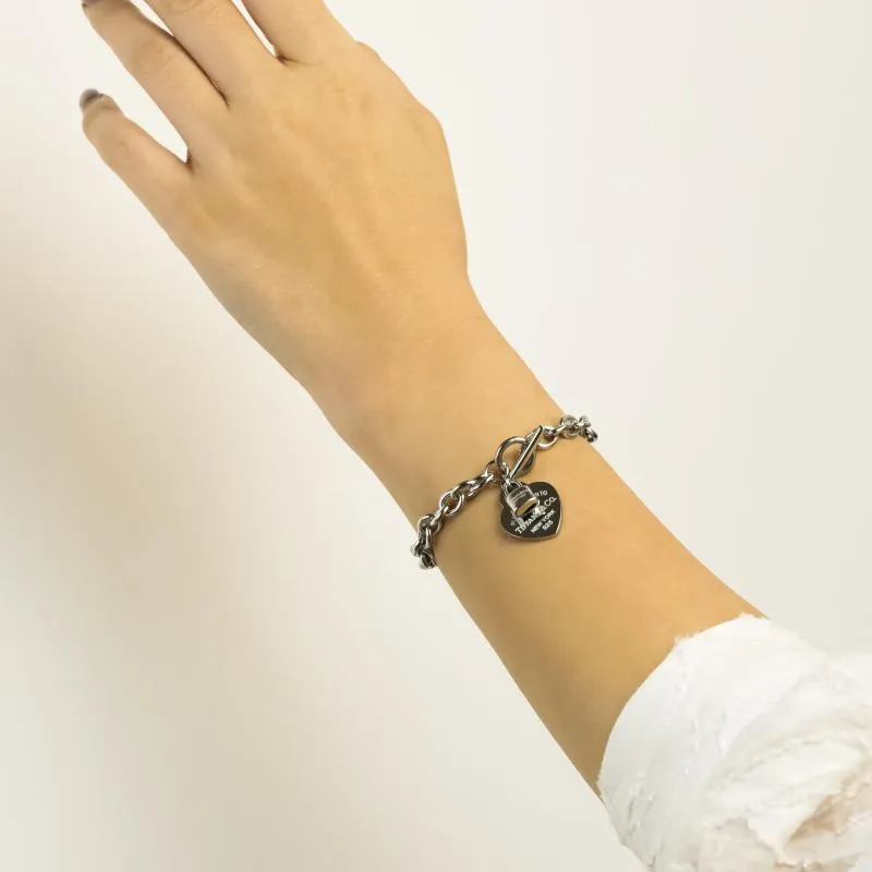 TIF - Heart Lock Tag Charms Bracelet