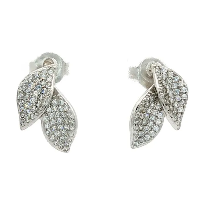 OS Crystal Leaf Stud Earring 