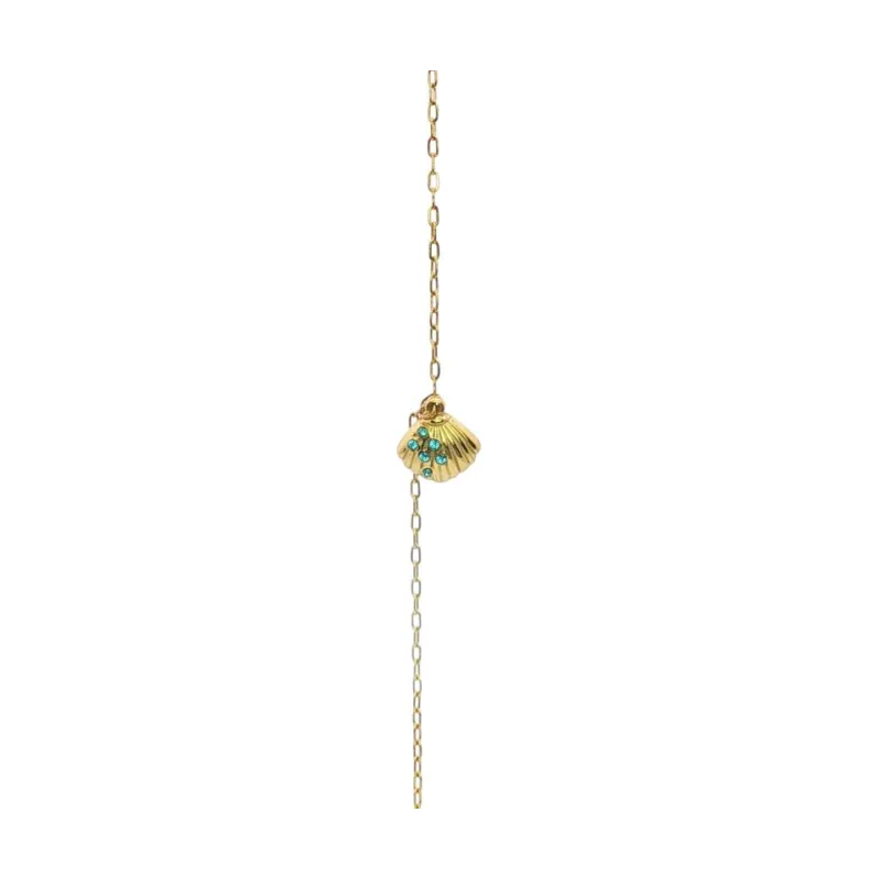 Mini - Seashell w tiny 6 aqua blue stones