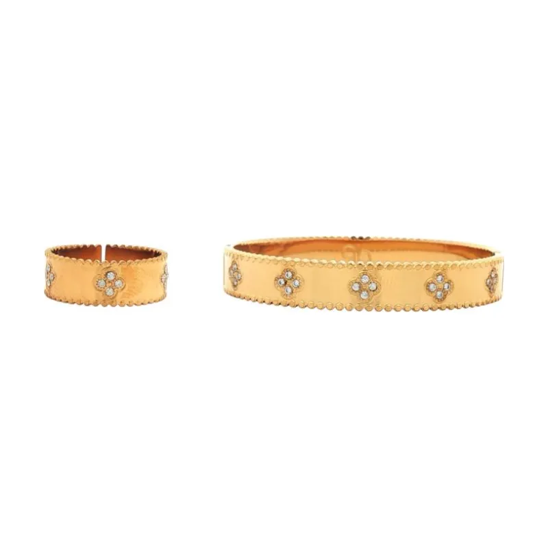 Bangle Set - Crystal Clover Duo (G)