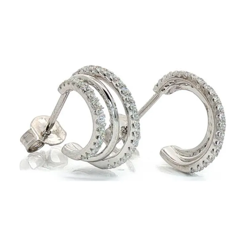 OS Tiny Tri Layer Sparkling Stones Earrings 