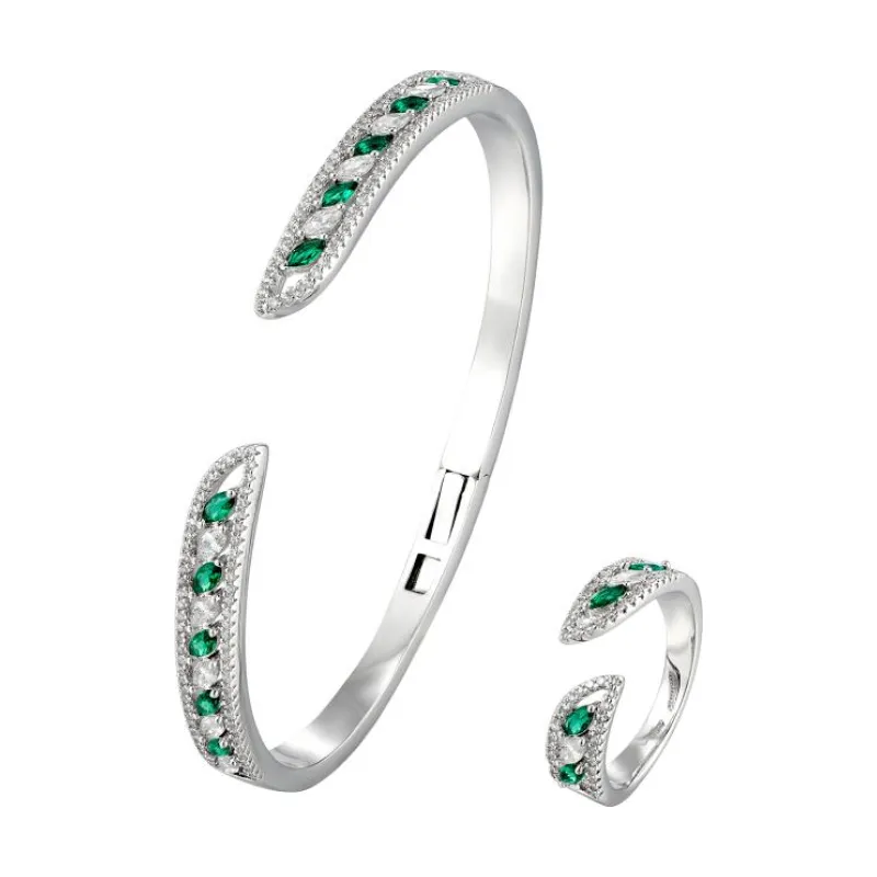 SA Bangle Set - Dual Crystal Curved Point (S)