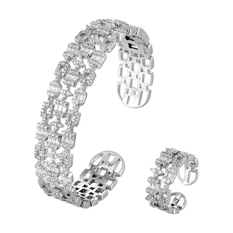 SA Bangle Set - Hollow & Square Crystal w Tiny Star (S)