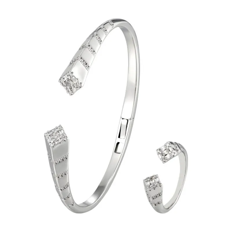 SA Bangle Set - Linear Crystal Prism Cuff (S)