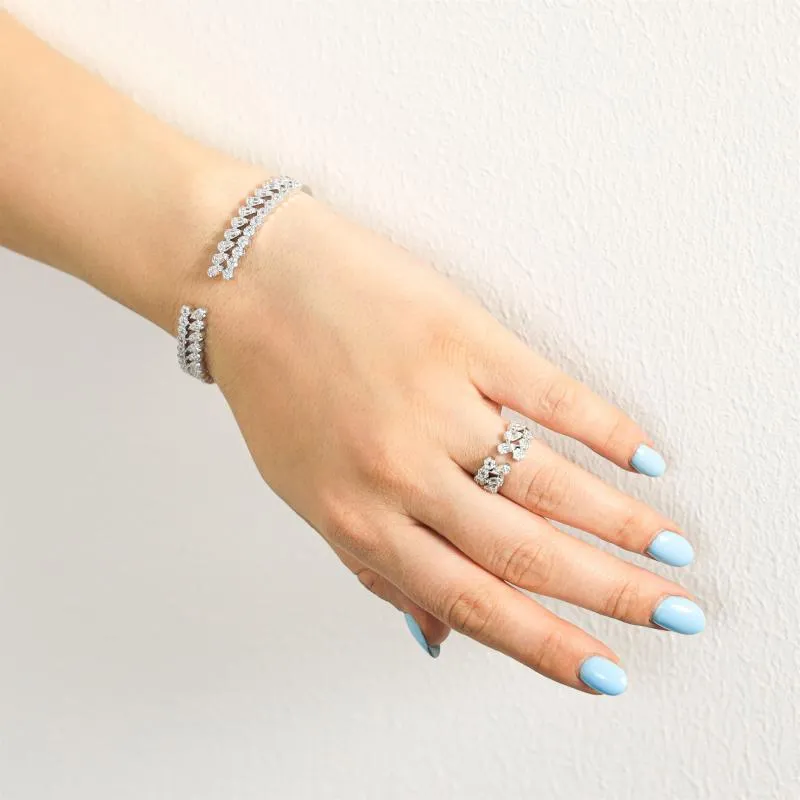 SA Bangle Set - Tiny Stone Circles & Teardrop (S)