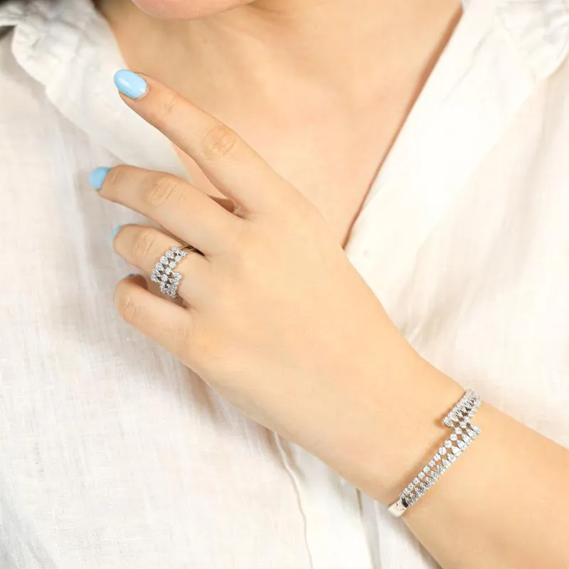 SA Bangle Set - Multi Side Crystal Cut Drop (S)