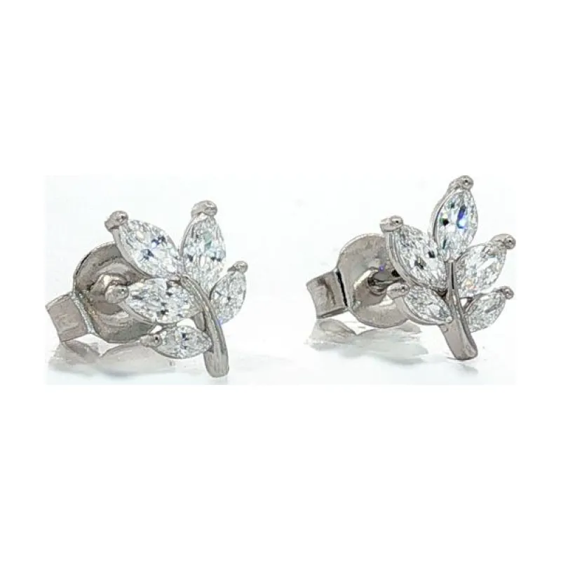 OS Sparkling Tiny Leaves Stud Earrings 