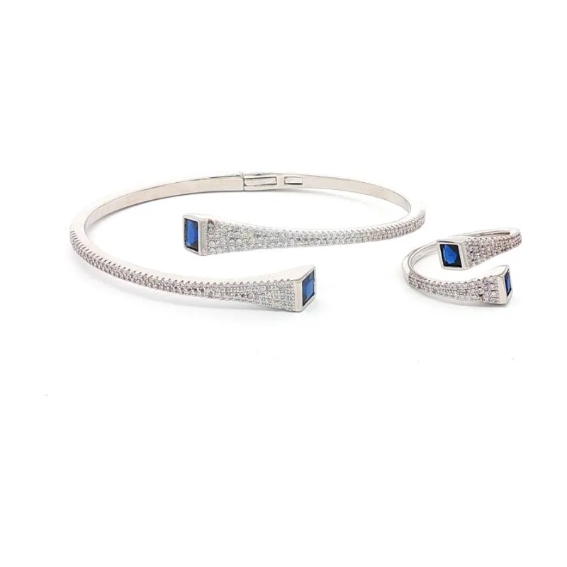 SA Bangle Set - Colored Square Stone (S)