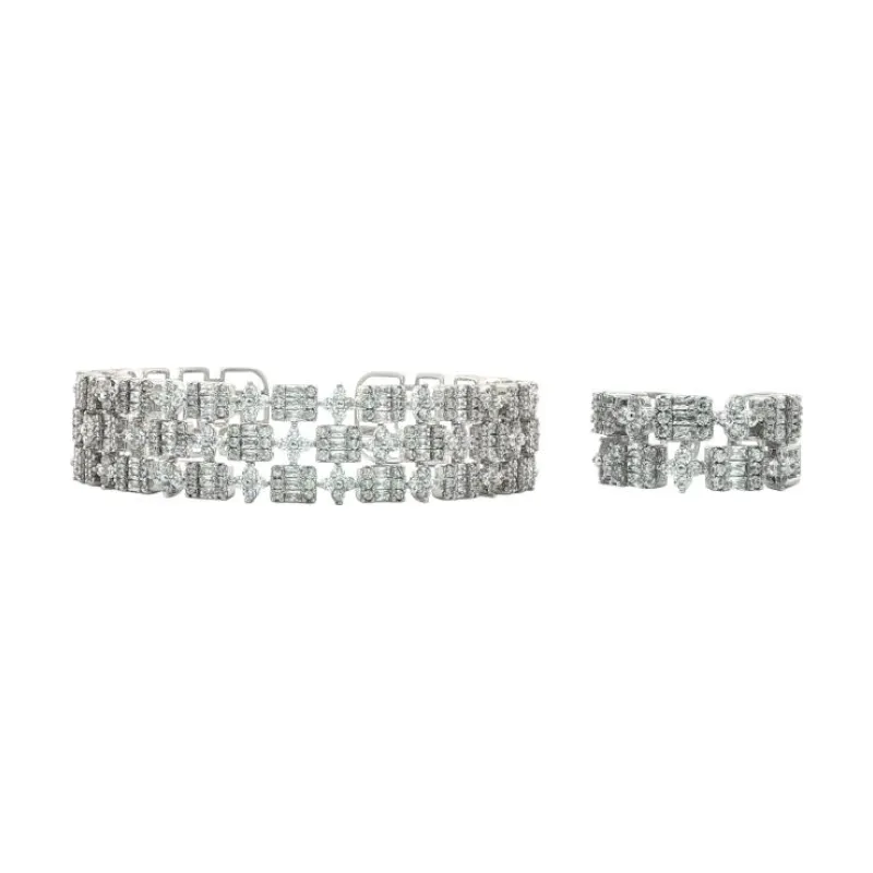 SA Bangle Set - Alt Crystal Flowers & Rectangles (S)