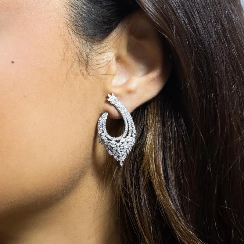 SA Earrings - Celestial Layers w Tiny Spear Stones (S)