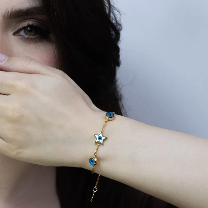 Deep Blue Eye w Star Eye Bracelet