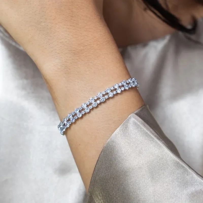 OS Mini - Alt Stones Dual Line Tennis Bracelet (White)