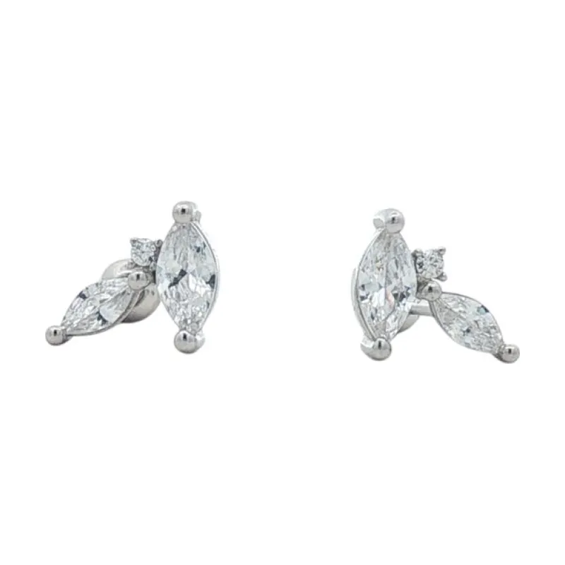 OS - Tiny Dual Marquise Leaves Stud