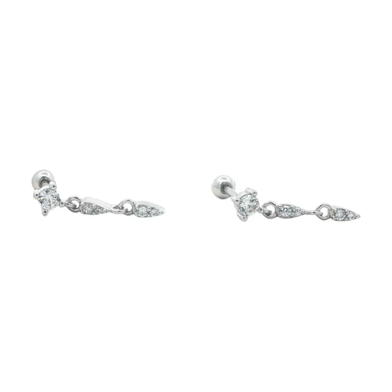 OS - Crystal Stud Leaf Drop Earring