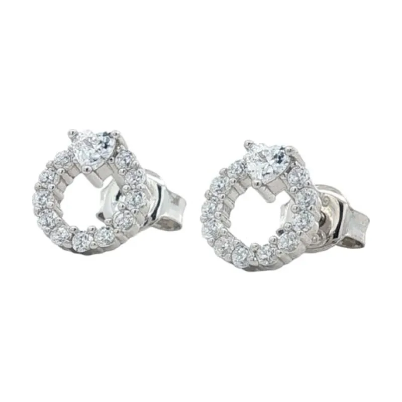 OS - Heart Topped Radiant Circle Earring