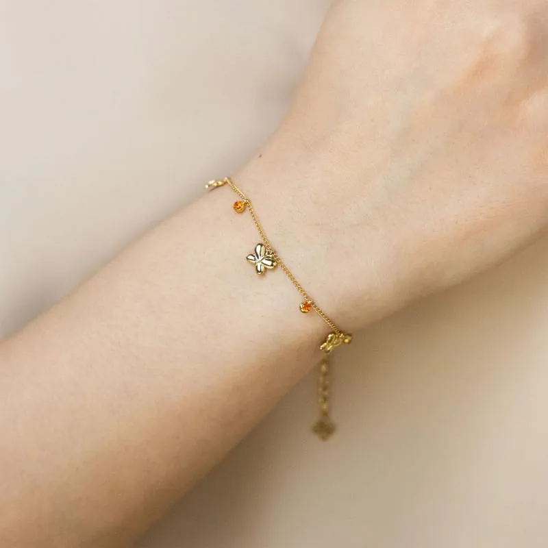 Mini - Triple Butterfly w orange stones bracelet