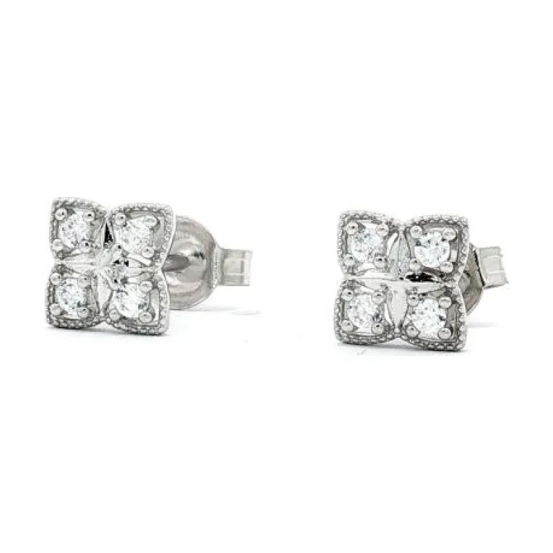 OS Flower With Four Stone Stud Earring
