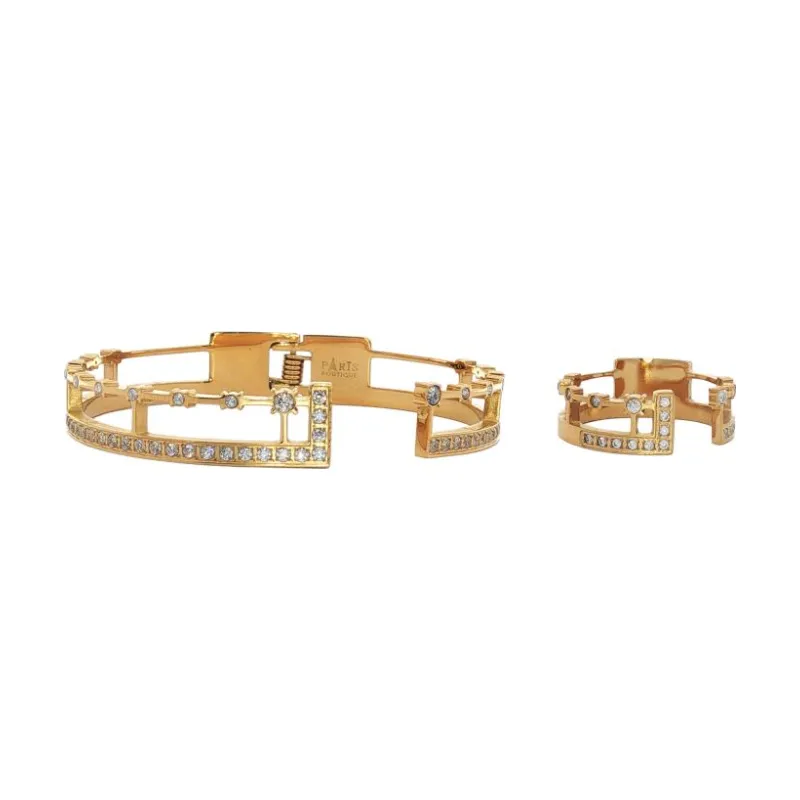 Bangle Set - Dual Open Stone Frame