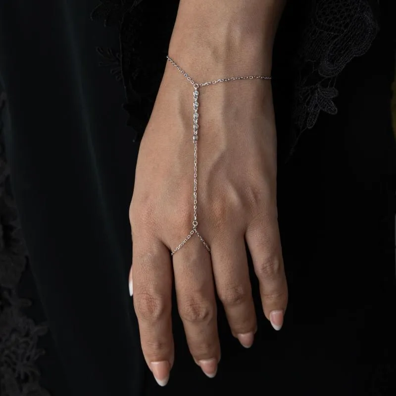 OS - Tiny Stud & Crystal Ring Bracelet 