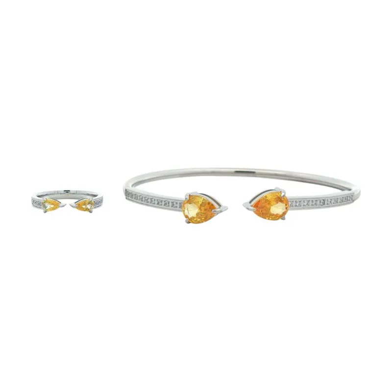 Bangle Set - Dual Teardrop Open Cuff