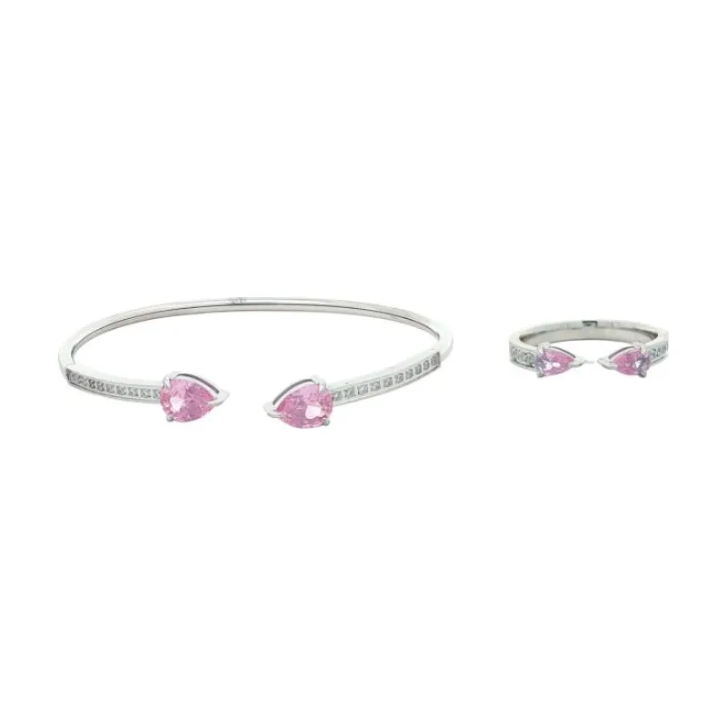 Bangle Set - Dual Teardrop Open Cuff