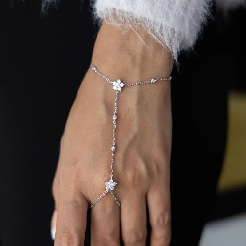 OS - Dual Flower Ring Bracelet