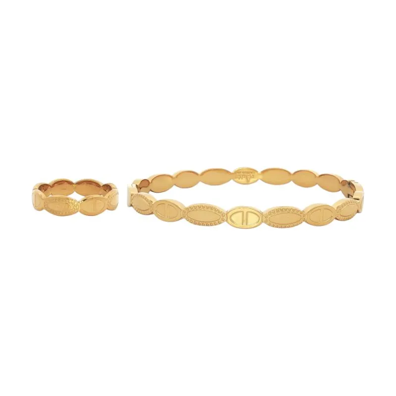 Bangle Set - Engraved Oval Link 