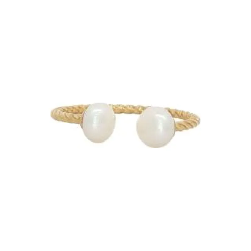 Pearls Open Cuff Ring (Free Size)