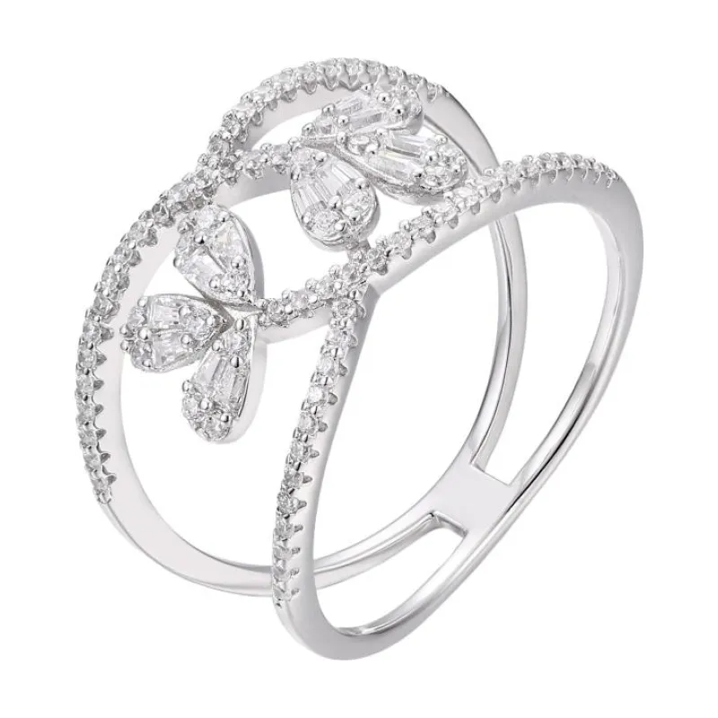 OS Dual Line Petals X Cross Ring 