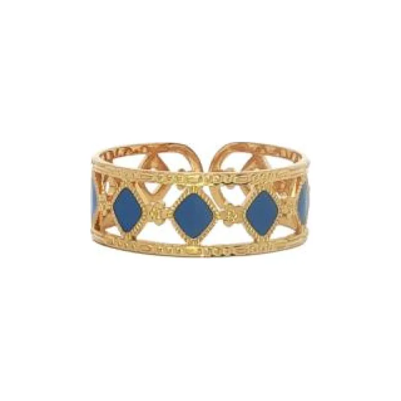 Blue Diamond Mosaic Ring (Free Size)