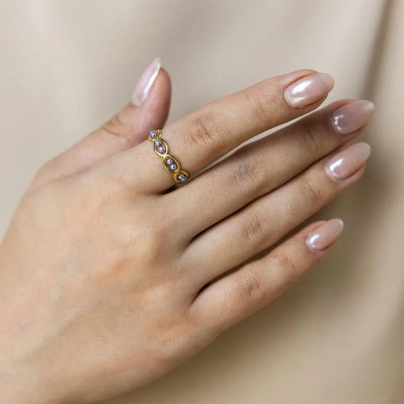 Multi Oval Shaped 8 Beads Ring (Free Size)