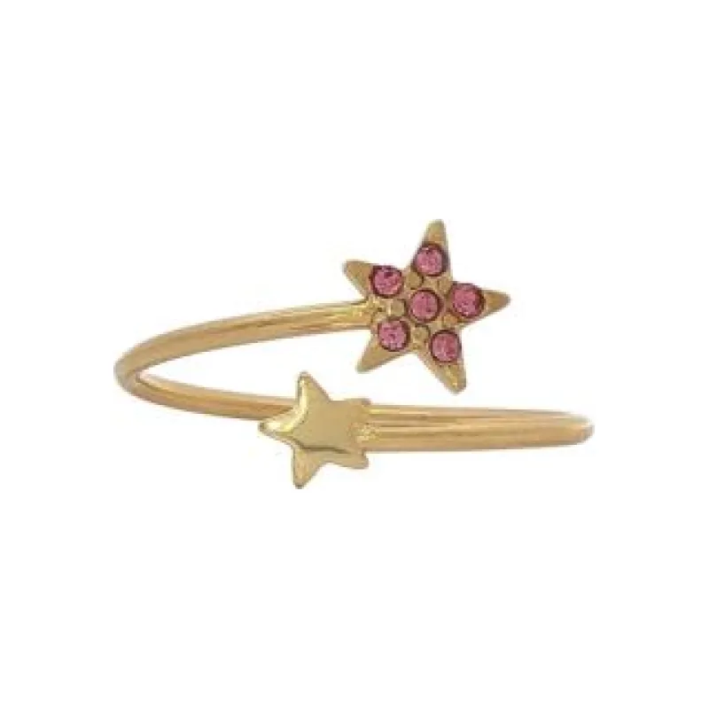 Pink Stone Shooting Star Ring (Free Size)