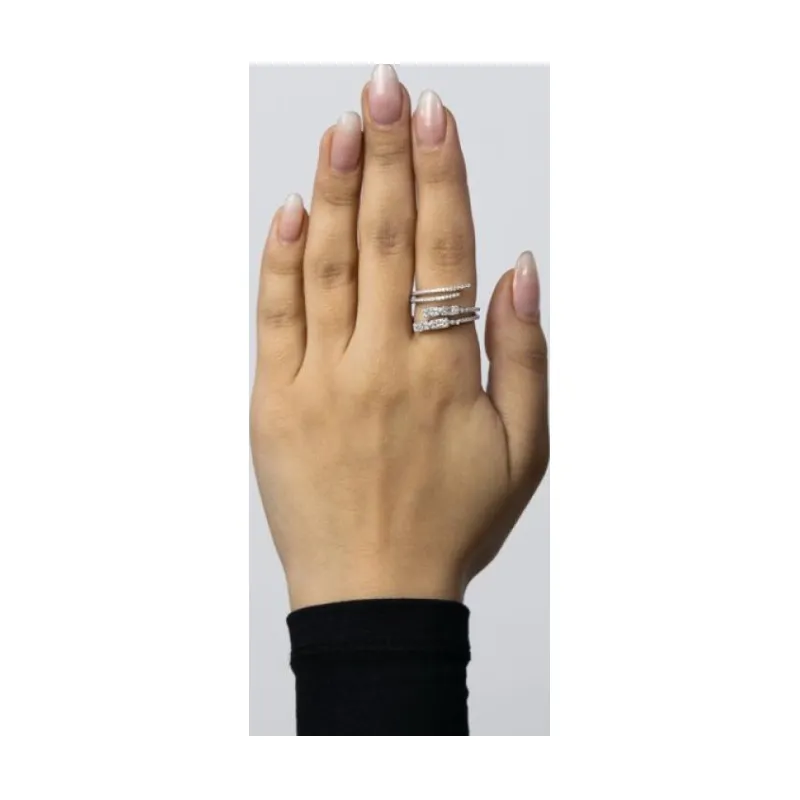 Dual Layer Rectangle Stones Open Ring