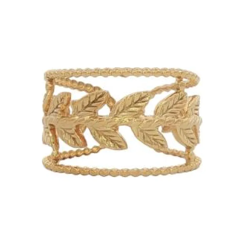 3 Line Laurel Leaves Ring (Free Size)