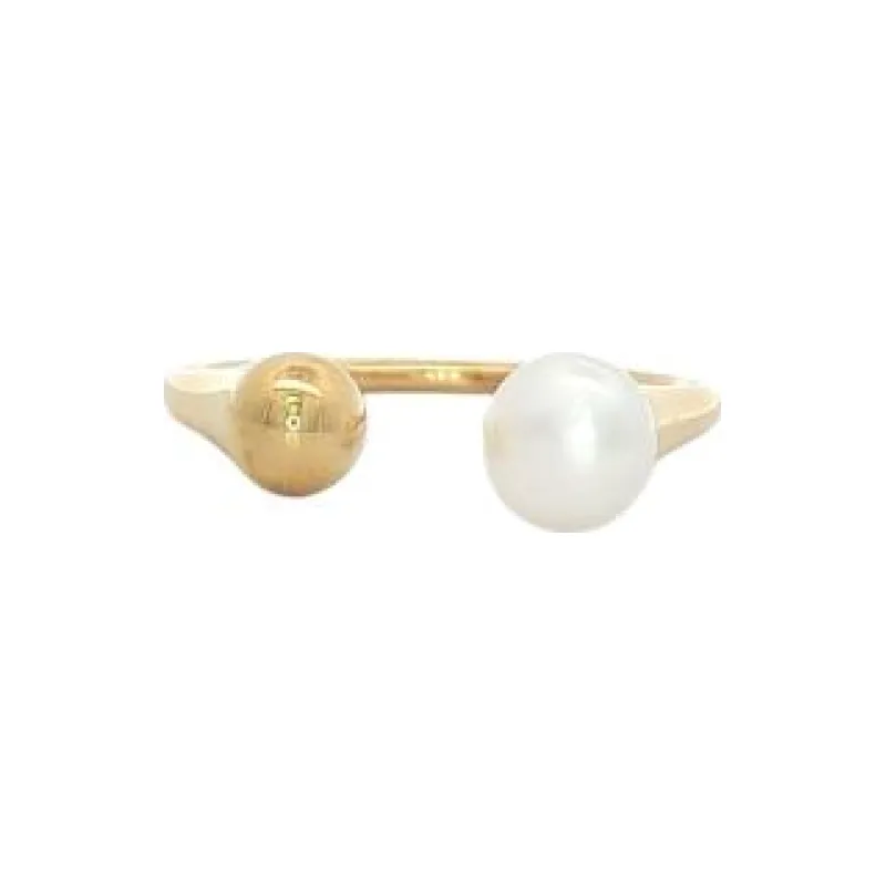Pearl & Golden Drop Ring (Free Size)