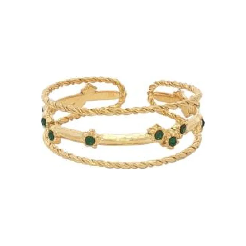 Triple Line Emerald Ring (Free Size)
