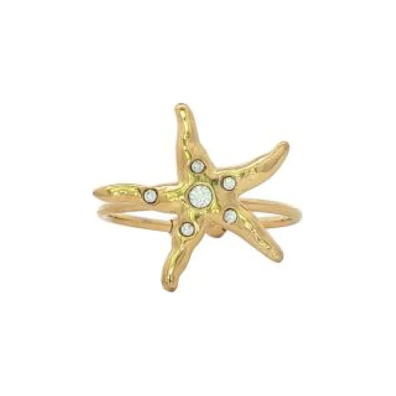 Star Fish w 5 Stone Ring (Free Size)