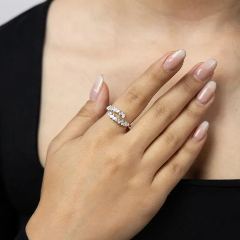 OS Tiny Teardrop Rectangle Stones Ring