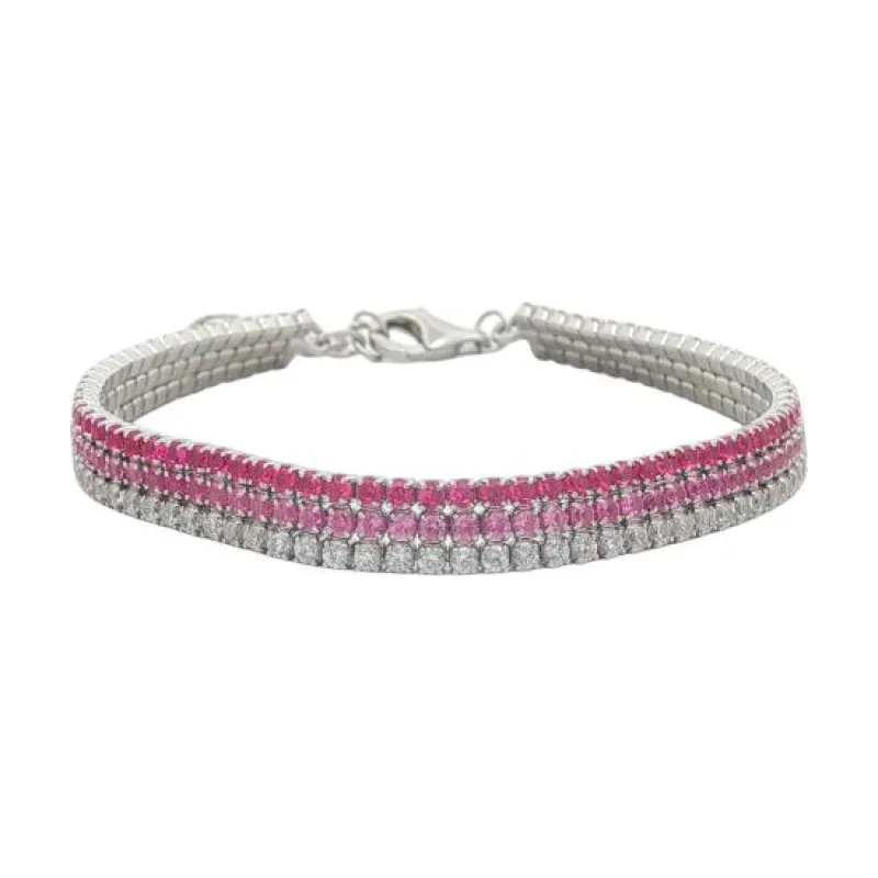 OS - Mini Triple Tone Three Line Bracelet Pink 