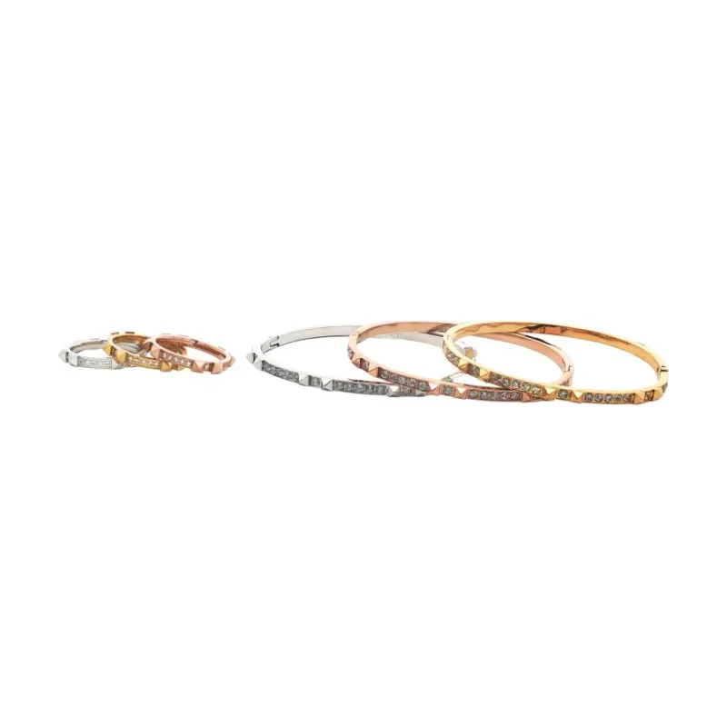 Bangle Set - Tri Toine Pyramid w Stones