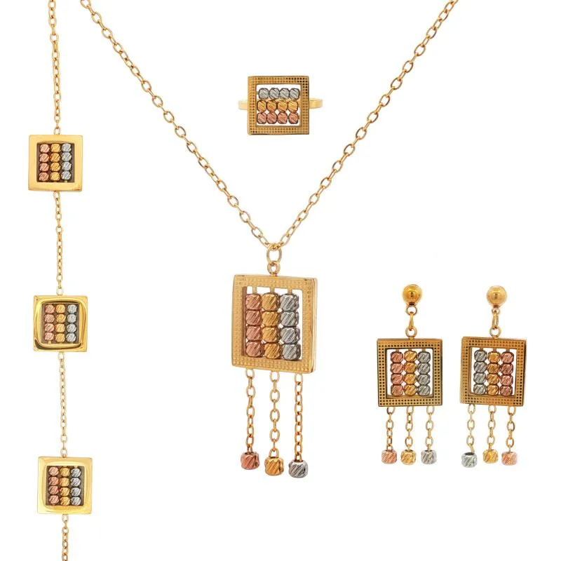 Full Set - Golden Square Framed w Colored Beads 