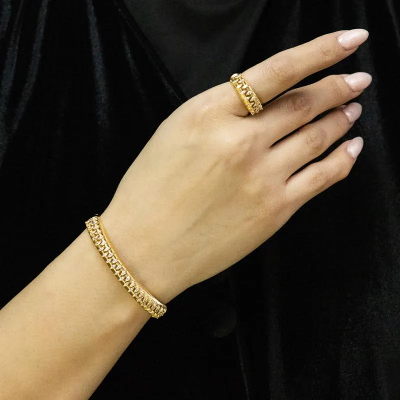SA Bangle Set Jagged Stones Dome
