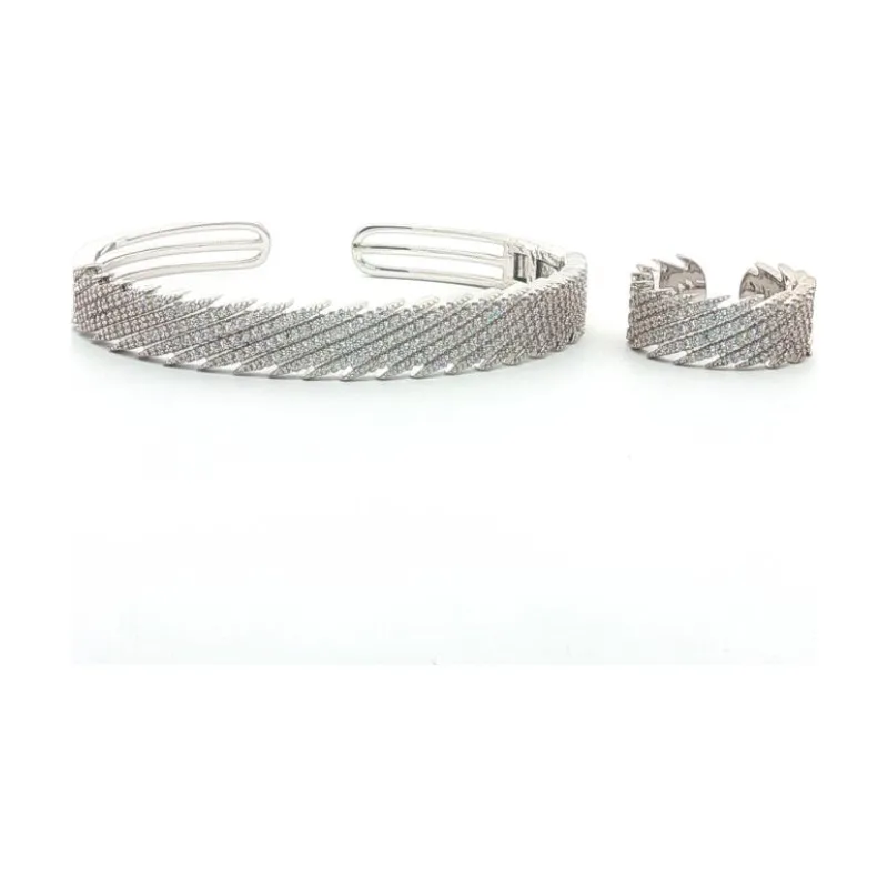 SA Bangle Set Full Stone Linked Spikes