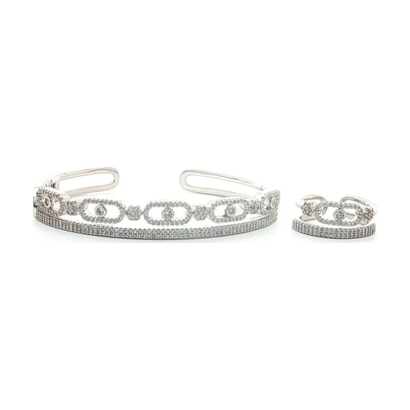 SA Bangle Set MES Full Stone 2 Line Alternative Pin
