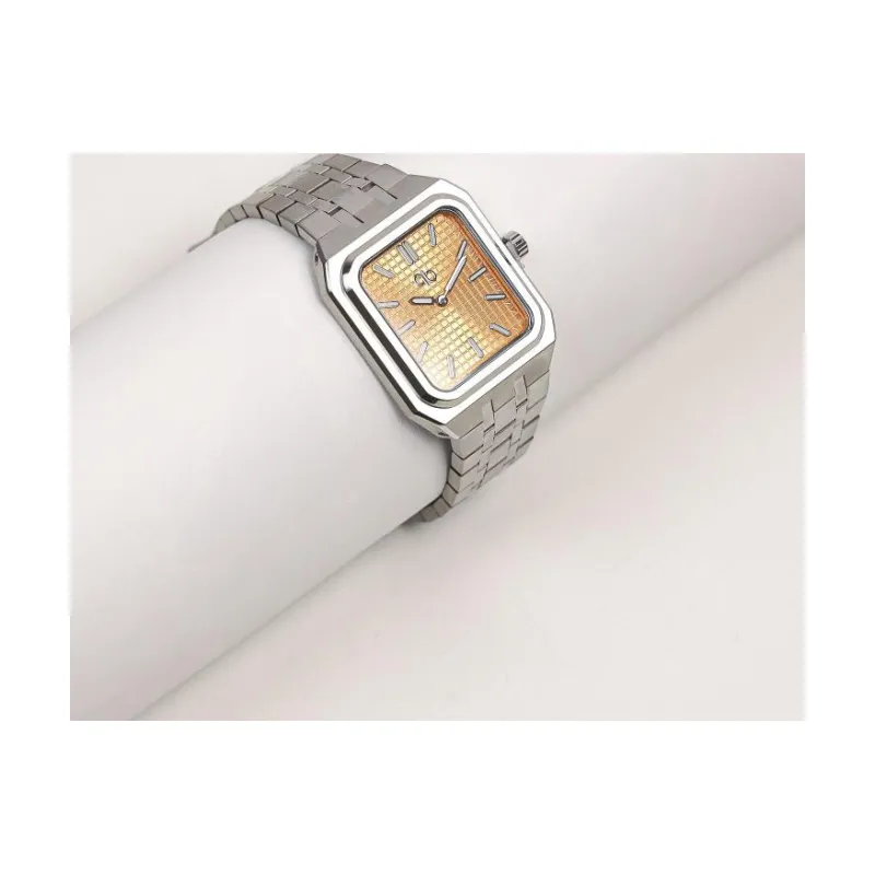 PB - Rectangle Men Watch With Colored ( Orange ) 