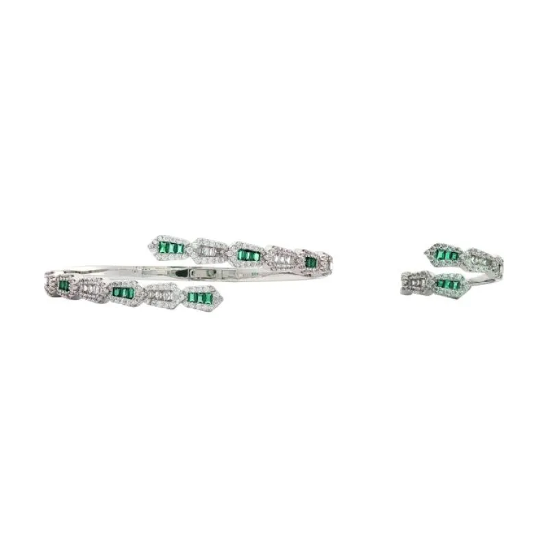 SA Bangle Set Alternate Colored Crystal Cut 