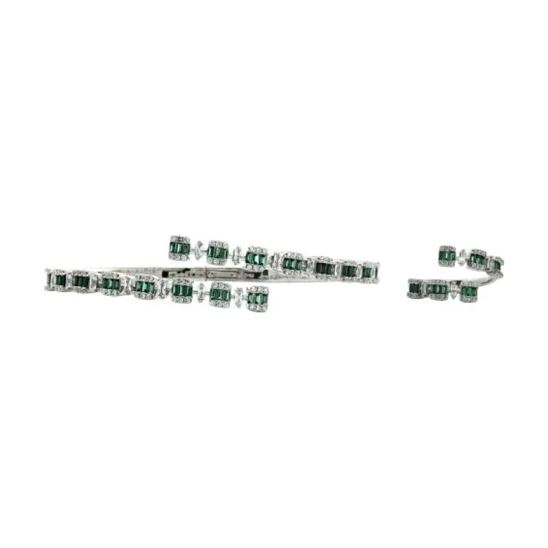 SA Bangle Set Alternate Rectangle Cut Crystal 