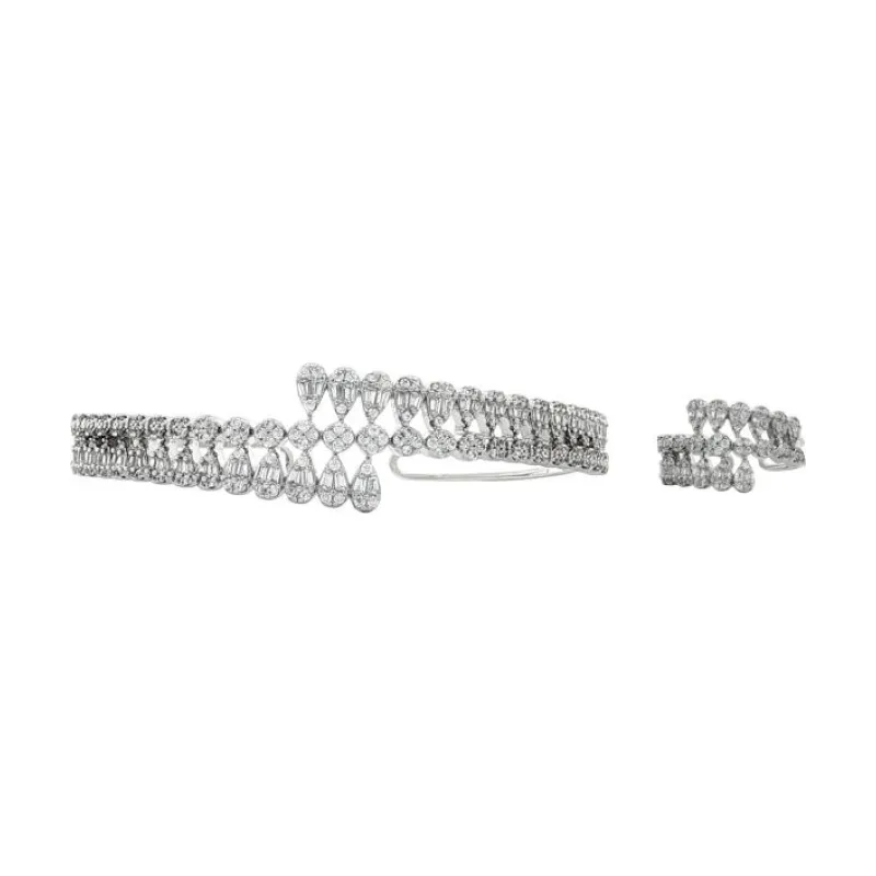 SA Bangle Set Multi Side Crystal Cut Drop